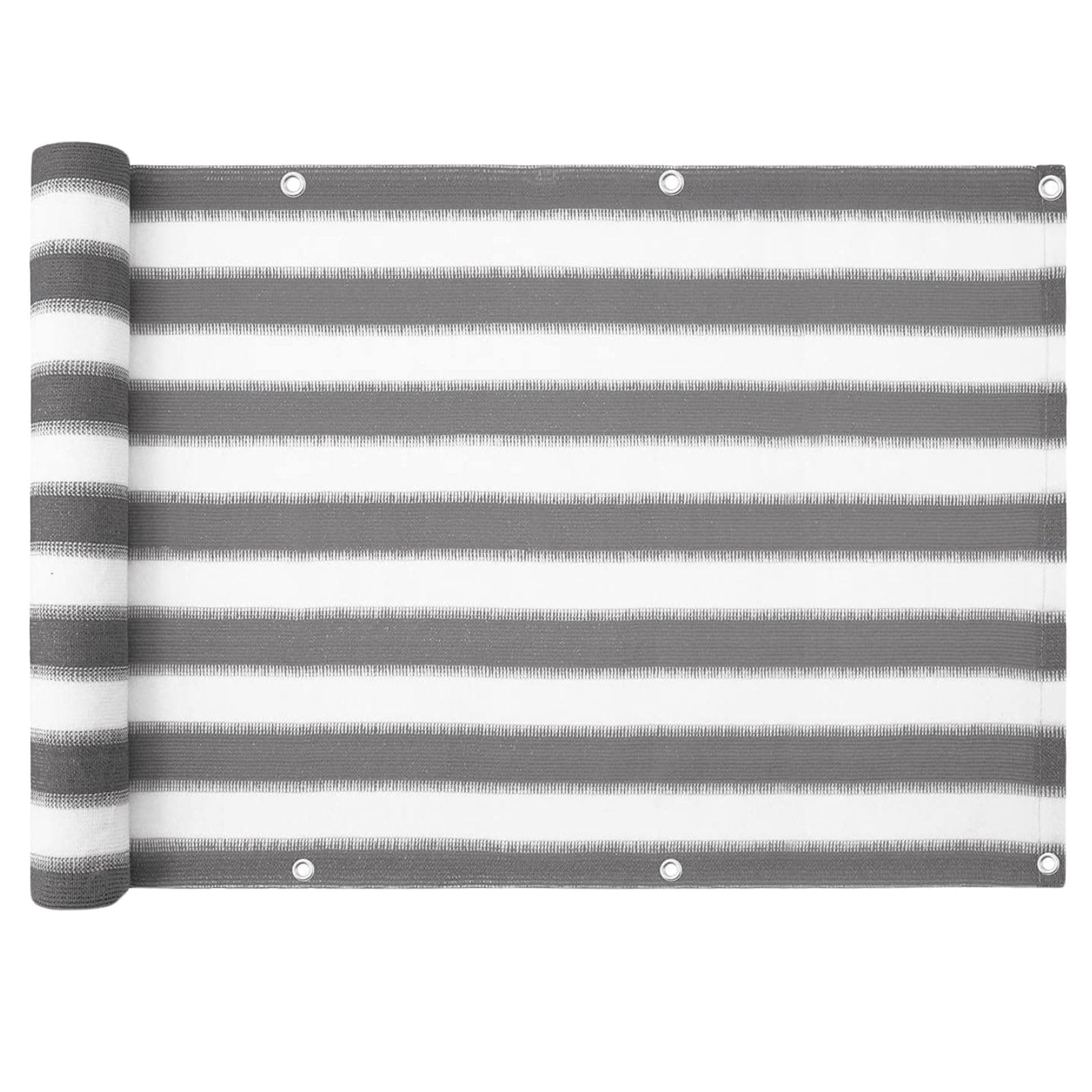 casa pura Balkon Sichtschutz UV-Schutz - 90x500cm - wetterbeständiges und pflegeleichtes HDPE-Spezialgewebe - grau-weiß gestreift Angebot bei HelloDeals