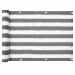 casa pura Balkon Sichtschutz UV-Schutz - 90x500cm - wetterbeständiges und pflegeleichtes HDPE-Spezialgewebe - grau-weiß gestreift Angebot bei HelloDeals