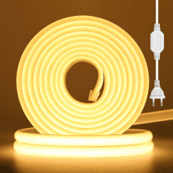 COB Neon LED Streifen, AC230V 288LEDs/m Superhell Flexible FCOB LED Leuchtband (Schnitt alle 50cm), COB LED Band mit Stromkabel für Weihnachten, Party Heim DIY Deko (Warmweiß, 2M) Warmweiß 2m Angebot bei HelloDeals