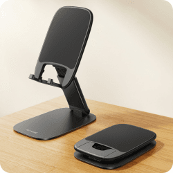 Lamicall Handy Ständer, Verstellbare Handyhalterung Tisch - [1,5cm Super Dünn] Faltbarer Handyständer Handy Halterung für Schreibtisch, Tragbarer Handyhalter für iPhone 17 16 15 14, Samsung Smartphone -Schwarz Angebot bei HelloDeals