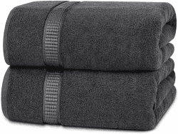 Utopia Towels - 2er Badetücher Groß aus Baumwolle mit Aufhänger, Saunatücher,Badehandtücher Groß, Handtücher 90 x 180 cm (Grau) 2 Piece Bath Sheet Grau Angebot bei HelloDeals