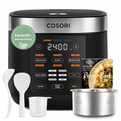 COSORI Reiskocher, Keramikbeschichtung, Rice Cooker 5 L, Multikocher mit 17 Programme, Fuzzy-Logik, Dampfgarer mit Edestahleinsatz, Warmhaltefunktion, Timer, Schwarz Premium Angebot bei HelloDeals