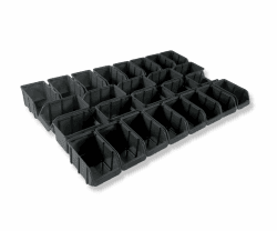 Hünersdorff 26 x Sichtbox - Stapelbox Lagerbox SET in Größe 3 - aus bruchsicherem Polypropylen (PP) - Rezyklat- ideal für Ordnungs- und Sortiersysteme, Wandplatten, Fahrregal, Werkstattregal - Schwarz Größe 3 Schwarz Angebot bei HelloDeals