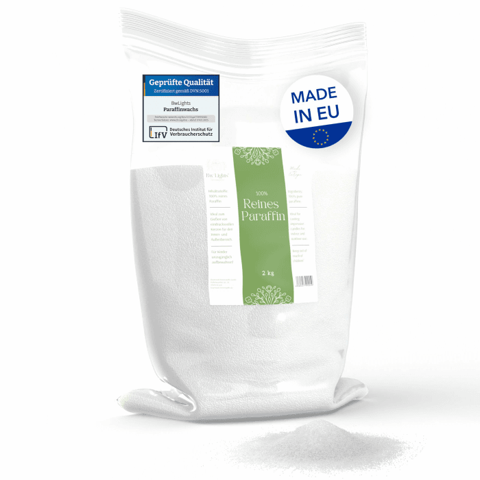Hochwertiges Paraffinwachs verschiedene Größen (2kg) in Weiß | Wachsgranulat zum Schmelzen & Herstellen deiner eigenen Kerze | 100% Paraffin 2 kg Angebot bei HelloDeals