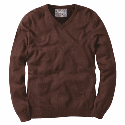 Charles Wilson Feinstrick Baumwollpullover mit V-Ausschnitt für Herren S Brown (0422) Angebot bei HelloDeals