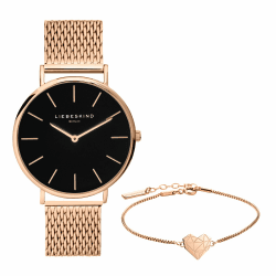 Liebeskind Berlin Damen Geschenkset aus Uhr und Schmuck – Elegant & modisch Geburtstags- und Valentinstagsgeschenk Uhr + Broken Heart Armband / Roségold Angebot bei HelloDeals