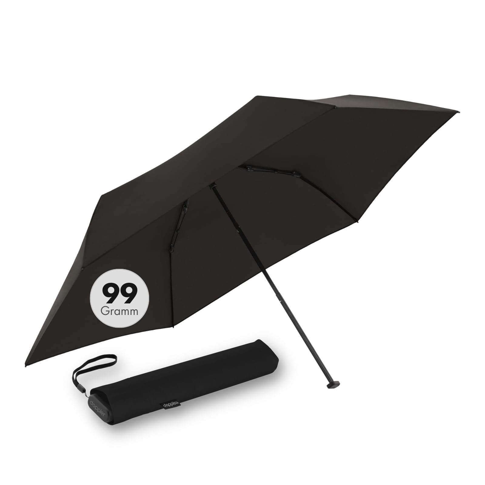 Doppler Taschenschirm Zero,99 Flat I Ultra leichter Regenschirm I Kleiner Schirm I Mini Regenschirm I Leicht zu Öffnen I Flach & kompakt I Taschenregenschirm windproof Simply Black Angebot bei HelloDeals