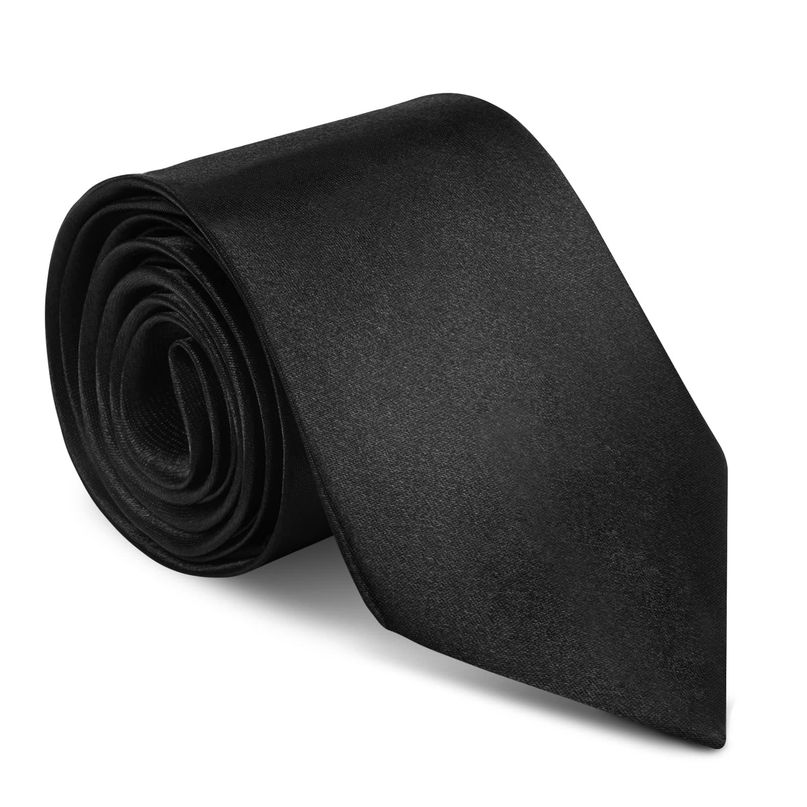 URAQT Herren Krawatten, Satin Elegant Krawatte 8 cm für Herren, Klassische Hochzeit Krawatte für Büro oder Festliche Veranstaltungen(Schwarz) Angebot bei HelloDeals