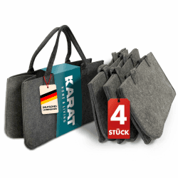 KARAT Filztasche Shopper Holzkorb für Kaminholz, robuste Einkaufstasche aus Filz universell einsetzbar, Filzkorb mit Griffen 50x25x25cm, grau 30 L Vol. (Conny) (4 Stück) 1 Angebot bei HelloDeals