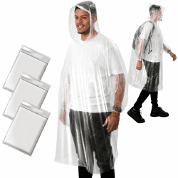 ANYOO Regenponcho Festival 3/5/10 Stück Wasserdicht Regencape Einweg mit Kapuze und Elastische Manschette, Notfall Durchsichtig Regenmäntel für Herren Damen Camping, Wandern, Konzerte, Einheitsgröße 3 Stück Klar Angebot bei HelloDeals