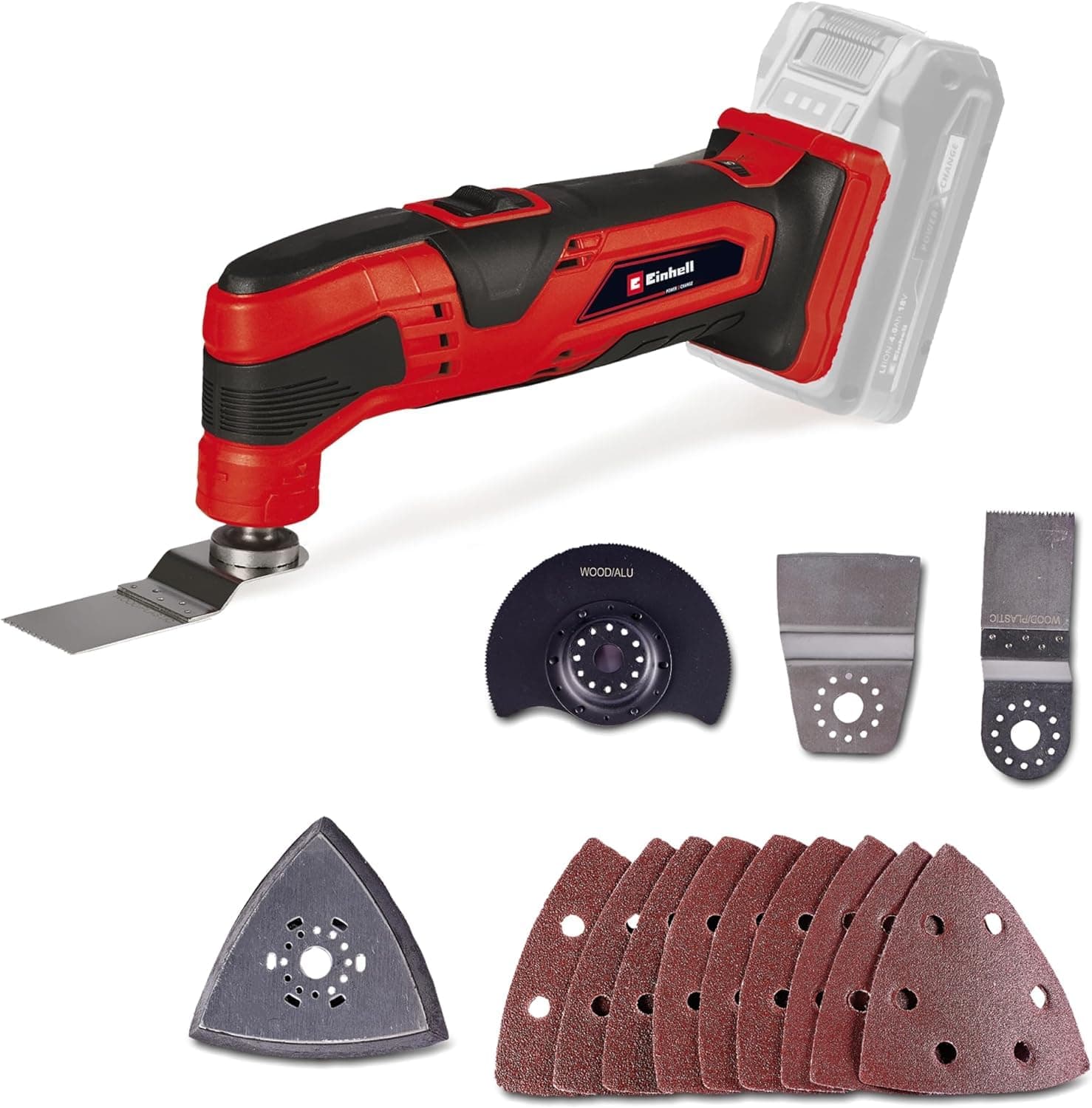 Einhell Akku-Multifunktionswerkzeug TC-MG 18 Li-Solo Power X-Change (Li-Ionen, 18 V, magnetische Werkzeugaufnahme, Drehzahl-Elektronik, inkl. Zubehör, ohne Akku und Ladegerät) Angebot bei HelloDeals