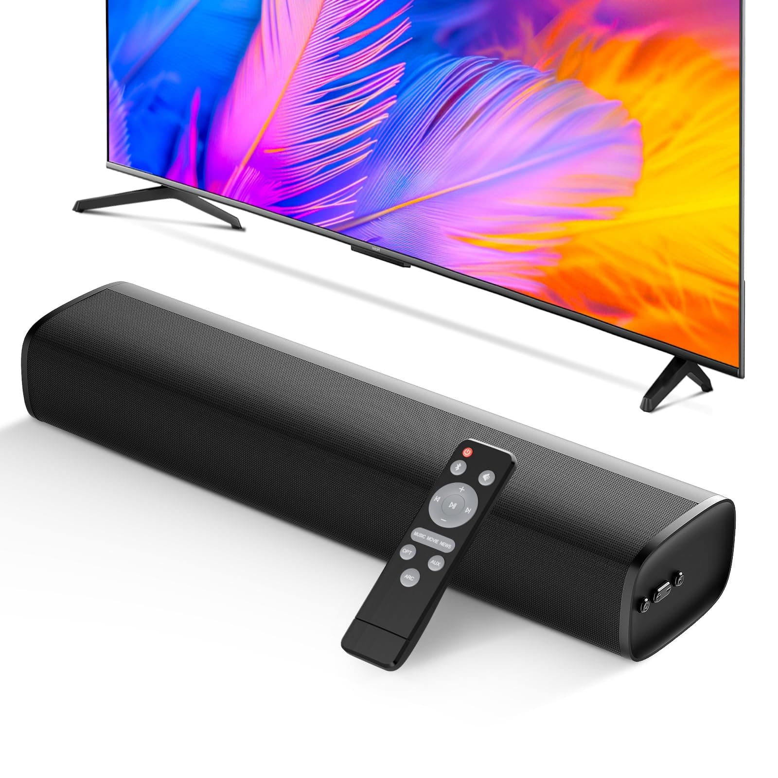 Soundbar for TV, 56W Speakers with Bluetooth 5.3/ARC/Optical/AUX Inputs – Wall Mountable Home Theater Surround Sound System Small Sound Bar for PC/Gaming/Projectors with 3 EQ Modes (Black) Angebot bei HelloDeals