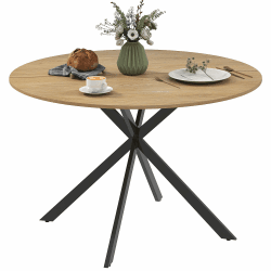 HOMCOM Runder Esstisch für 4 Personen, Ø120 cm Küchentisch im Industriestil mit Stahlbeinen, für Esszimmer, Küche, Homeoffice, Eiche Eiche 120L x 120B x 75H cm Angebot bei HelloDeals