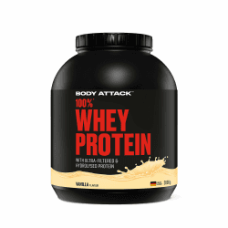 Body Attack 100% Whey Protein Vanilla, 2 kg - Made in Germany - extra cremiges Eiweißpulver mit Hydrolysat und BCAA´s, unterstützt Muskelaufbau und Diäten, für alle Sportler & Athleten Vanille 2 kg (1er Pack) Angebot bei HelloDeals