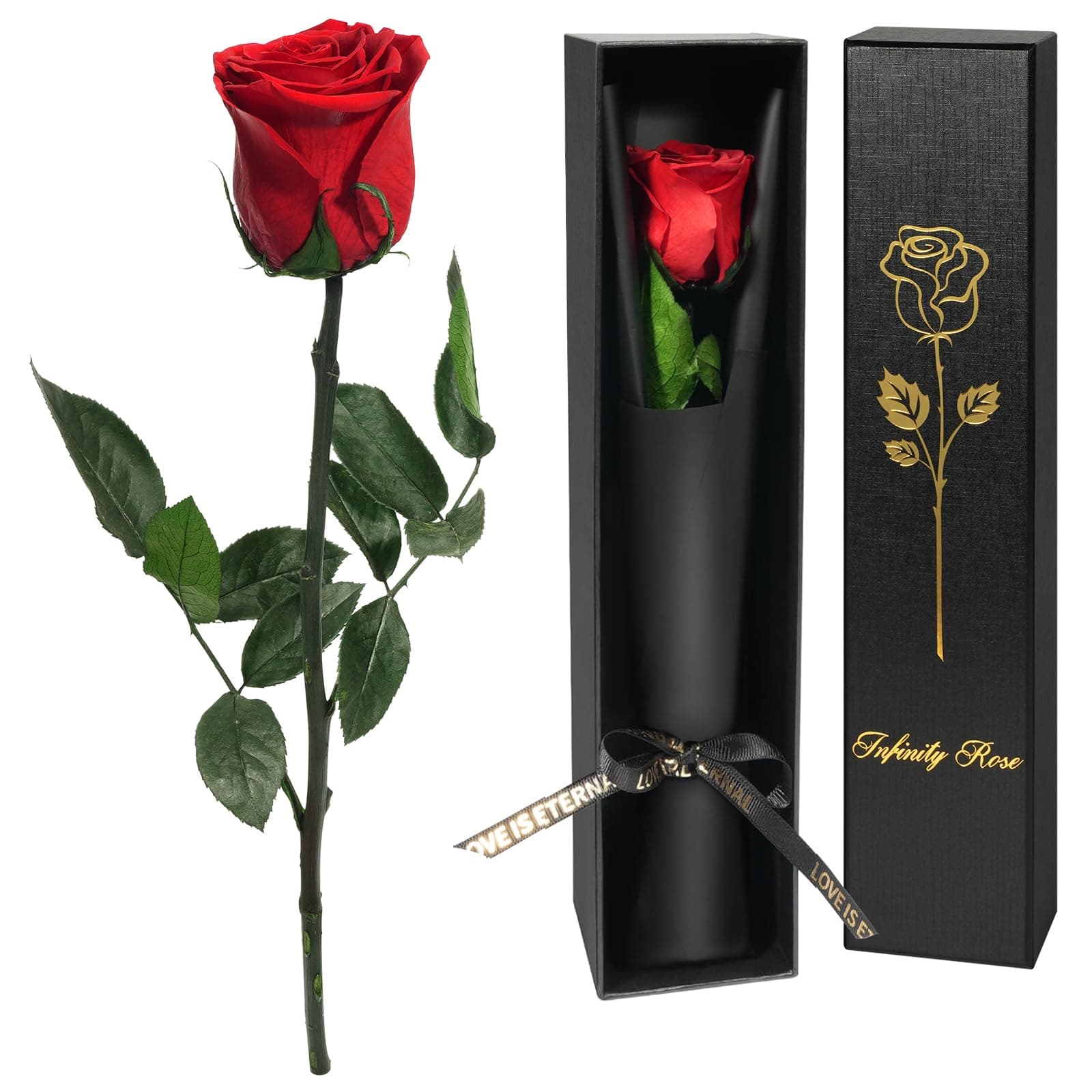 Yamonic Ewige Rose Geschenke für Frauen,Infinity Rose mit Stiel Valentinstagsgeschenk für Sie, Echte Rose in Geschenkbox Geburtstagsgeschenk Frauen,Konservierte Blumen Geschenk Valentinstag,Rote Rose 1 1-rot Angebot bei HelloDeals
