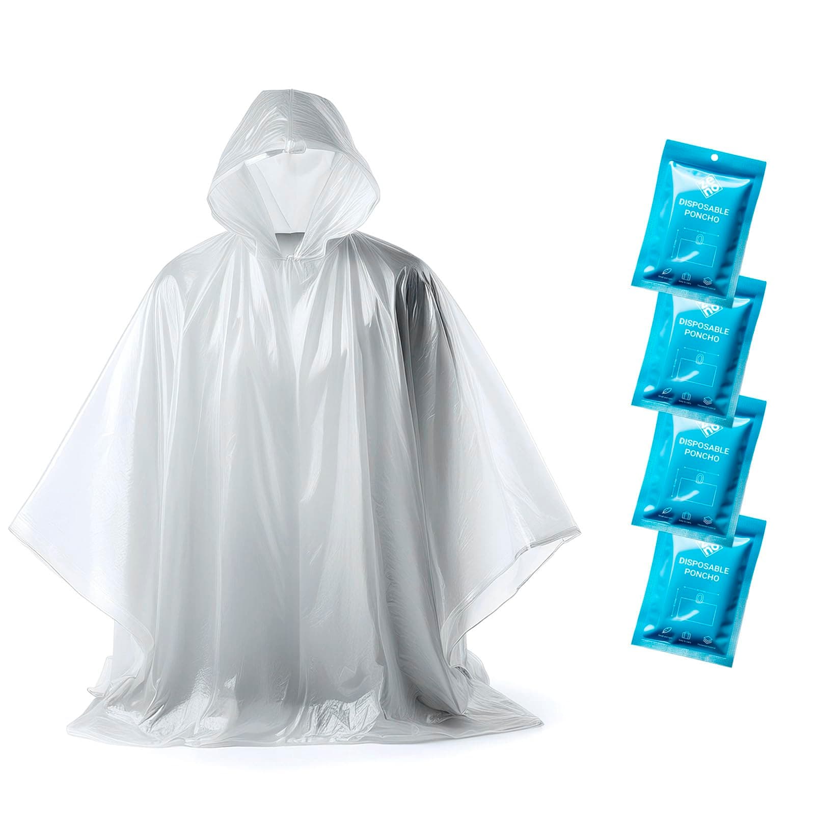 Regenponcho Festival Wasserdicht - Regencape Festival Einweg - Regenponcho Damen & Mann - Regenponcho Transparent mit Kapuze - Notfall Poncho Reise, Wandern, Camping – Einweg Regenponcho 4er-Pack Angebot bei HelloDeals