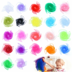 22 Stück Jongliertücher, 22 Farbe Bunte Chiffontücher für Tanzen, Rhythmik Spieltücher für Kindergarten Kinder Party Aktivitäten Kindershow, Jonglieren und Sensorisches Angebot bei HelloDeals