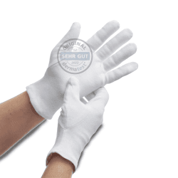 Baumwollhandschuhe Soft 1 Paar-M, Dermatest: Sehr Gut, 100% Baumwolle, Trikothandschuhe, Stoffhandschuhe für Handmasken, perfekte Passform, weiß M - 1 Paar Angebot bei HelloDeals