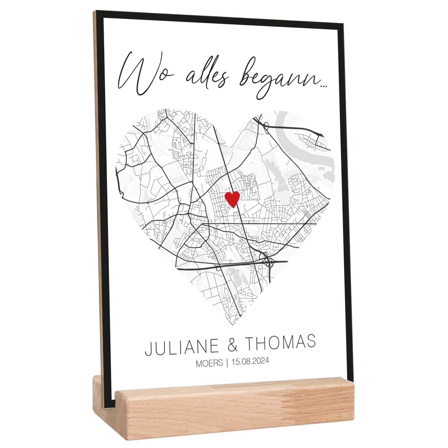 GRAVURZEILE Personalisiertes Bild auf Holz - Wo alles begann - Mit deinem Wunschort - Ideal als Hochzeitsgeschenk - Personalisierte Geschenke für Frauen - Geschenk zum Jahrestag - Klassisch Angebot bei HelloDeals