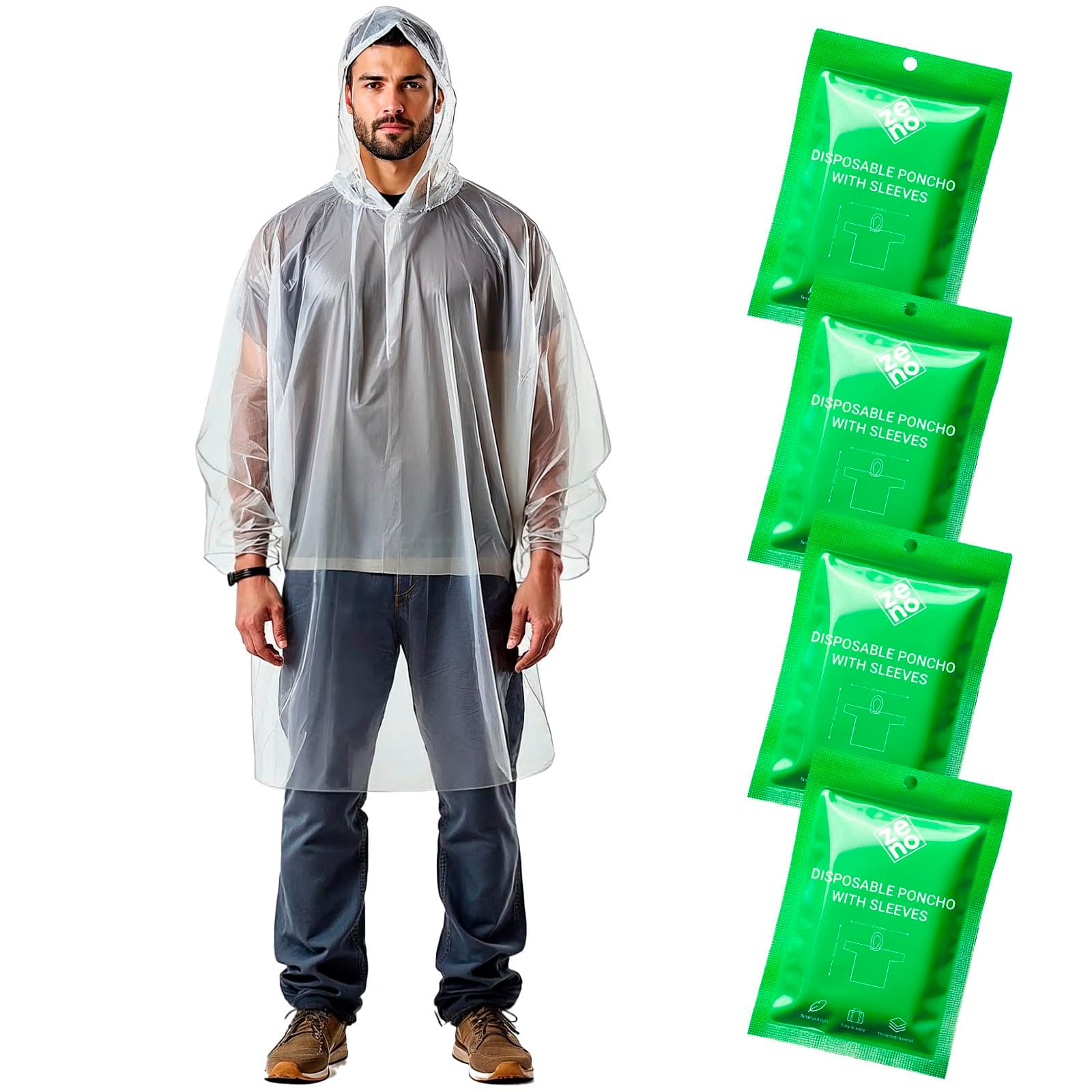 ZENO Regenponcho Festival Wasserdicht - Regencape Festival Einweg - Regenponcho Damen & Mann Grün Angebot bei HelloDeals