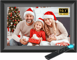OBVHNUA 10,1" Digitaler Bilderrahmen 128 GB Elektronischer Fotorahmen ohne WLAN 1280 * 800 IPS-Bildschirm mit Fernbedienung Foto Musik Video Player Kalenderfunktion, USB- oder SD-Karte, Wandmontierbar Angebot bei HelloDeals