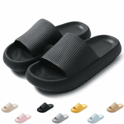 Badeschuhe Herren Damen Cozislides Original Slippers Wolke Schlappen Super Weich rutschfest Badelatschen Hausschuhe Sommer Pantoletten Badeschlappen Flip Flops 40/41 EU Schwarz Angebot bei HelloDeals
