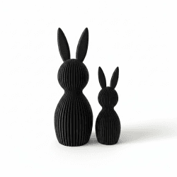 Scandi Osterhase 3D Deko – Minimalistische Osterdekoration im skandinavischen Design – Gerippte Oberfläche – Moderne Frühlingsdeko 3D-Druck – Set aus Klein 11 cm und Groß 16 cm (schwarz matt) Angebot bei HelloDeals