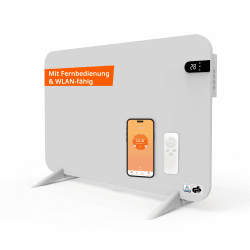 Könighaus 450W Smart 𝗗𝘂𝗮𝗹-𝗜𝗻𝗳𝗿𝗮𝗿𝗼𝘁𝗵𝗲𝗶𝘇𝘂𝗻𝗴 𝐕𝟐 - Standgerät/Wandmontage - WLAN App-Steuerung mit Fernbedienung - Heizkörper inkl. Handtuchhalter, Standfüße & Befestigung Farbe: Weiß 450 Watt - Weiß mit Display Angebot bei HelloDeals