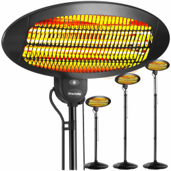 tectake® Infrarot Heizstrahler, Heizlüfter mit Standfuß oder Wandmontage, Wärmelampe für Baby Wickeltisch, Wandheizung Bad, Infrarotheizung Terrasse, Heizung elektrisch, 2000W, 3 Stufen Angebot bei HelloDeals