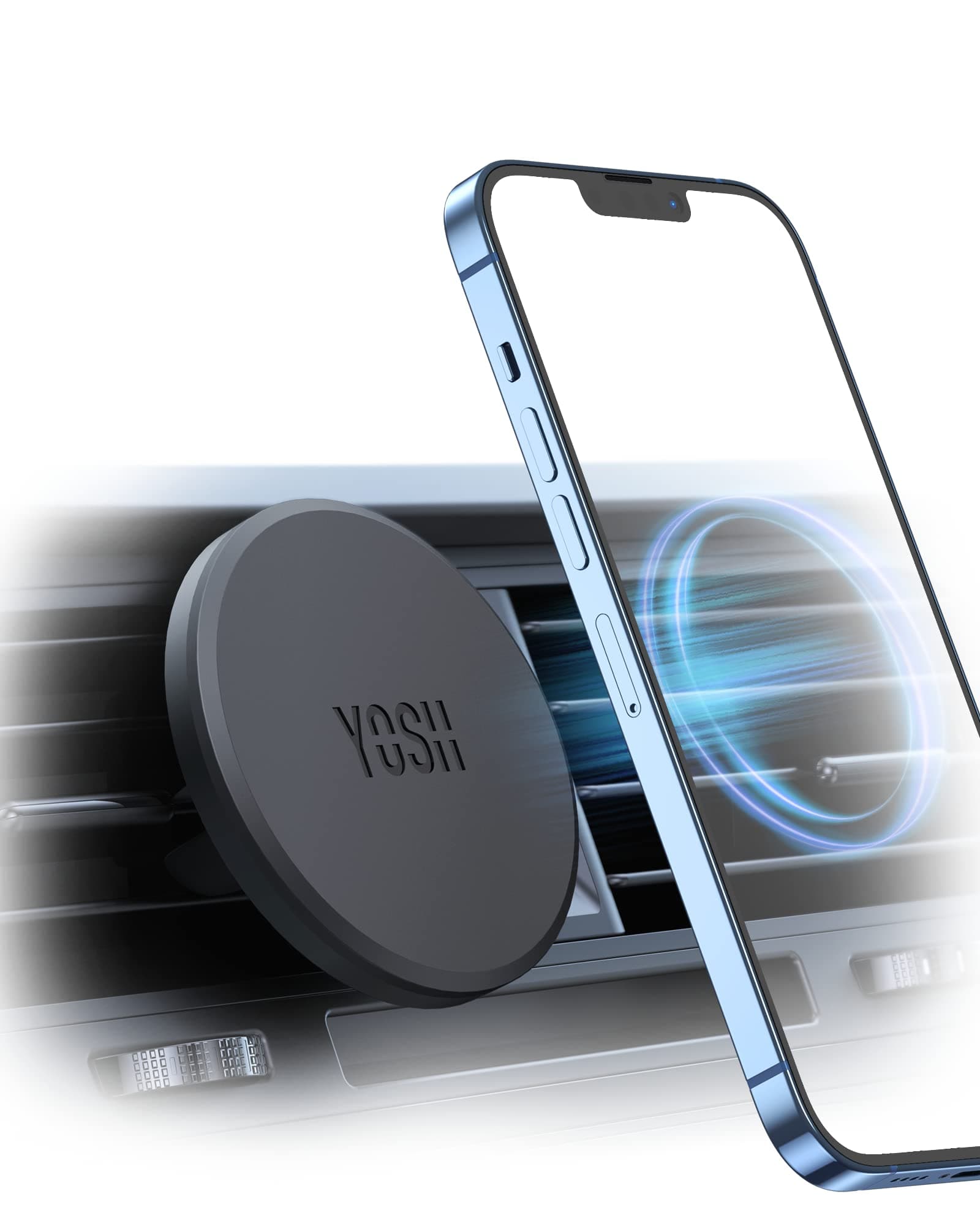 YOSH für MagSafe Autohalterung, Handyhalterung Auto mit N52 Magnet, Ultra-Stabiler Lüftung KFZ Handyhalterung, Magnetische Handyhalter fürs Auto, für iPhone 17/16/15/14/13/12 Serie, ohne Metallplatte Schwarz [Magsafe] Angebot bei HelloDeals