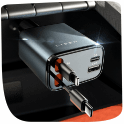 LISEN 84W Zigarettenanzünder USB C Einziehbares Auto Ladegerät Adapter - Geschenk für Valentinstag für Ihn Sie, Geburtstagsgeschenk für Männer Frauen, Auto Zubehör Camping Gadget für iPhone 17 Pro Max Gray Angebot bei HelloDeals