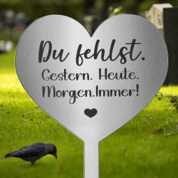 Photect Grabschmuck Wetterfest Grabstecker Metall Herz mit Spruch Du Fehlst. Gestern. Heute. Morgen. Immer! Urnengrab Deko Weihnachten Grabdekoration Wetterfest Herz zum Erinnerung Andenken Trauer Du fehlst, Gestern. Heute .Morgen.Immer! Angebot bei HelloDeals