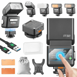 Godox IT32 Kamera Blitzgerät TTL mit X5S Blitzauslöser für Sony Camera 2,4 GHz GN18 510 Blitze bei Voller Leistung Touchscreen Integrierter Reflektor LED-Licht Magnetischer Farbfilter IT32+X5S Angebot bei HelloDeals