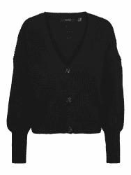 VERO Moda Damen Strickjacke | Langarm V-Ausschnitt Cardigan Knitted Basic | Stretch Sweater VMLEA M Schwarz Angebot bei HelloDeals