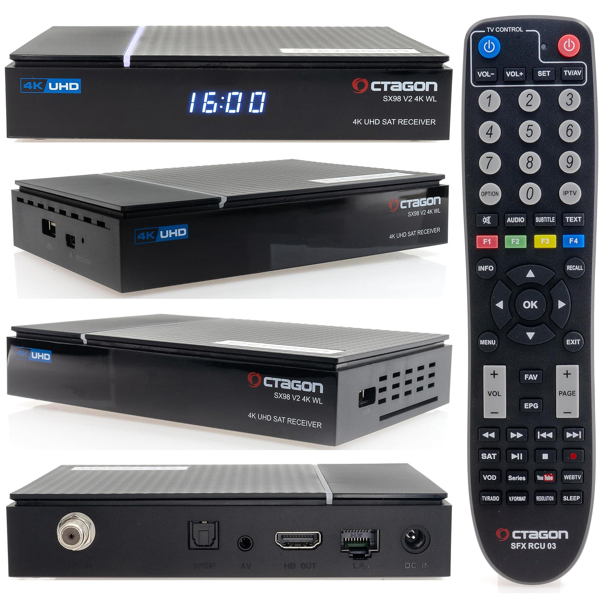 OCTAGON SX98 V2 4K UHD Linux Sat Receiver mit WLAN Mediathek YouTube Internet Radio, Ful HD HDMI, Satelliten Receiver HD-Receiver, Digital Sat-Receiver für Satellitenschüssel Satellit Fernseher Angebot bei HelloDeals