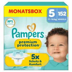 Pampers Premium Protection Größe 5, 152 Windeln, 11kg-16kg, unser Nr. 1 Haut- und Auslaufschutz Größe 5 (152 Stück) NEU Angebot bei HelloDeals