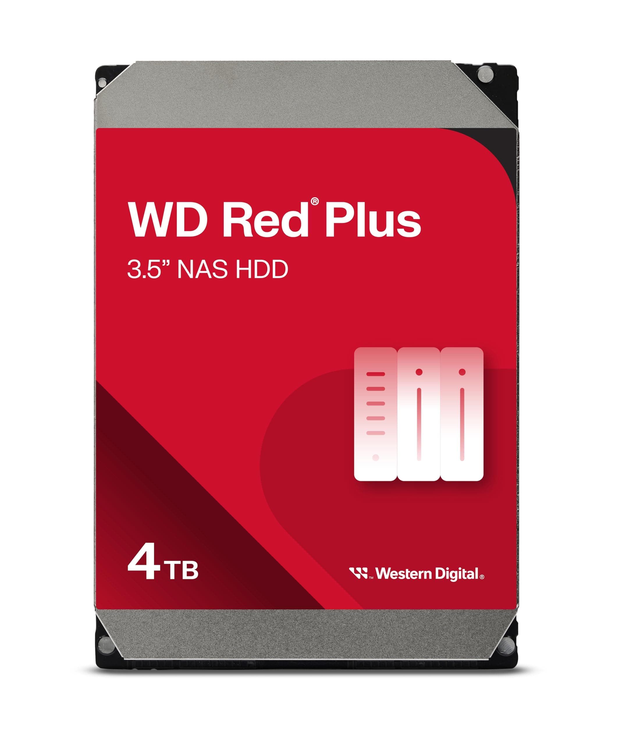 WD Red Plus 4 TB NAS Interne Festplatte 3,5 Zoll - 5400 U/Min, SATA 6 Gb/s, CMR, 256MB Cache Version 2026 4TB Angebot bei HelloDeals
