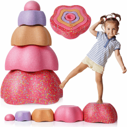 Majestic Sport Rocks, Sensorische Balanciersteine für Kinder – 5er Set – Belastbar, Fördert Gleichgewicht, Motorik & Koordination – Indoor & Outdoor rote Pastellfarben Angebot bei HelloDeals