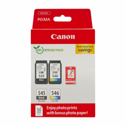 Canon Tinte & Papier Multipack - PG-545/CL-546 Original Drucker Tintenpatronen 2er-Pack (1 x Schwarz, 1 x Farbe druckerpatronen) & 4x6 Fotopapier (50 x Blatt) Für PIXMA TS3350, TS4550, TS3450, TS3150 Neue Kartonverpackung 2024 Angebot bei HelloDeals