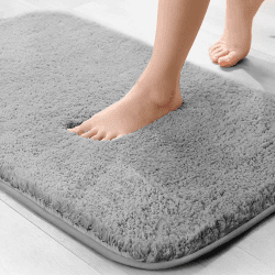 wyewye Mikrofaser-Badematte, Fußmatte, Haustiermatte, 2 cm, super dicker Badteppich, Badezimmerteppich, 40 x 60 cm, grau, maschinenwaschbar, rutschfest, super saugfähig, flauschig, Anti-Schimmel Grau 40x60 cm Angebot bei HelloDeals
