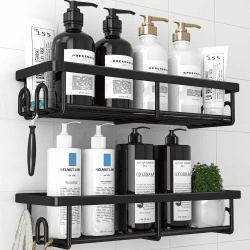 Kitsure Duschablage ohne Bohren - 2 Stück rostfreie Badezimmer Organizer, schnell trocknende Badregal, mit großer Kapazität, langlebige Shampoo Halterung für Dusche aus Edelstahl, Large, Schwarz Large - 2 count Schwarz Angebot bei HelloDeals