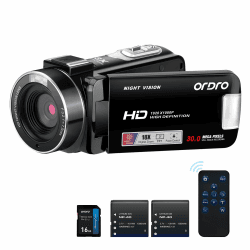 ORDRO B320 Videokamera Camcorder 1080P, 18X Zoom Vlog Kamera, Nachtsicht Kamera, 270° Drehbares HD-Display für Vlogging, YouTube und Videoaufnahmen​ Schwarz Angebot bei HelloDeals