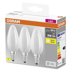 Osram Star Filament-Lampe für E14-Sockel, mattes Glas,Warmweiß (2700K), 806 Lumen, Ersatz für herkömmliche 60W-Leuchtmittel, nicht dimmbar, 3-er Pack 2700k Warmweiß 3 Pack 60W Candle Form Angebot bei HelloDeals