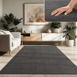 Paco Home Moderner Kuscheliger Wohnzimmer Teppich Kurzflor waschbar flauschig Weich Einfarbig Felloptik zeitlos stilvoll rutschfest pflegeleicht, Grösse:160x220 cm, Farbe:Anthrazit 160 x 220 cm (Rechteckig) Anthrazit Angebot bei HelloDeals