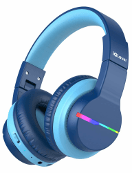 iClever Bluetooth Kinder Kopfhörer, Farbige LED-Leuchten, Kinderkopfhörer Over-Ear mit 74/85dBA Lautstärkebegrenzung, 85 Stunden Spielzeit, Bluetooth 5.2, Eingebautes Mikrofon Blau Angebot bei HelloDeals