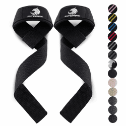 Fitgriff® Zughilfen (gepolstert) für Krafttraining, Bodybuilding, Fitness - Kreuzheben Gurte - Lifting Straps - für Frauen und Männer Standard (Handgelenk über 16cm) Black Original Angebot bei HelloDeals