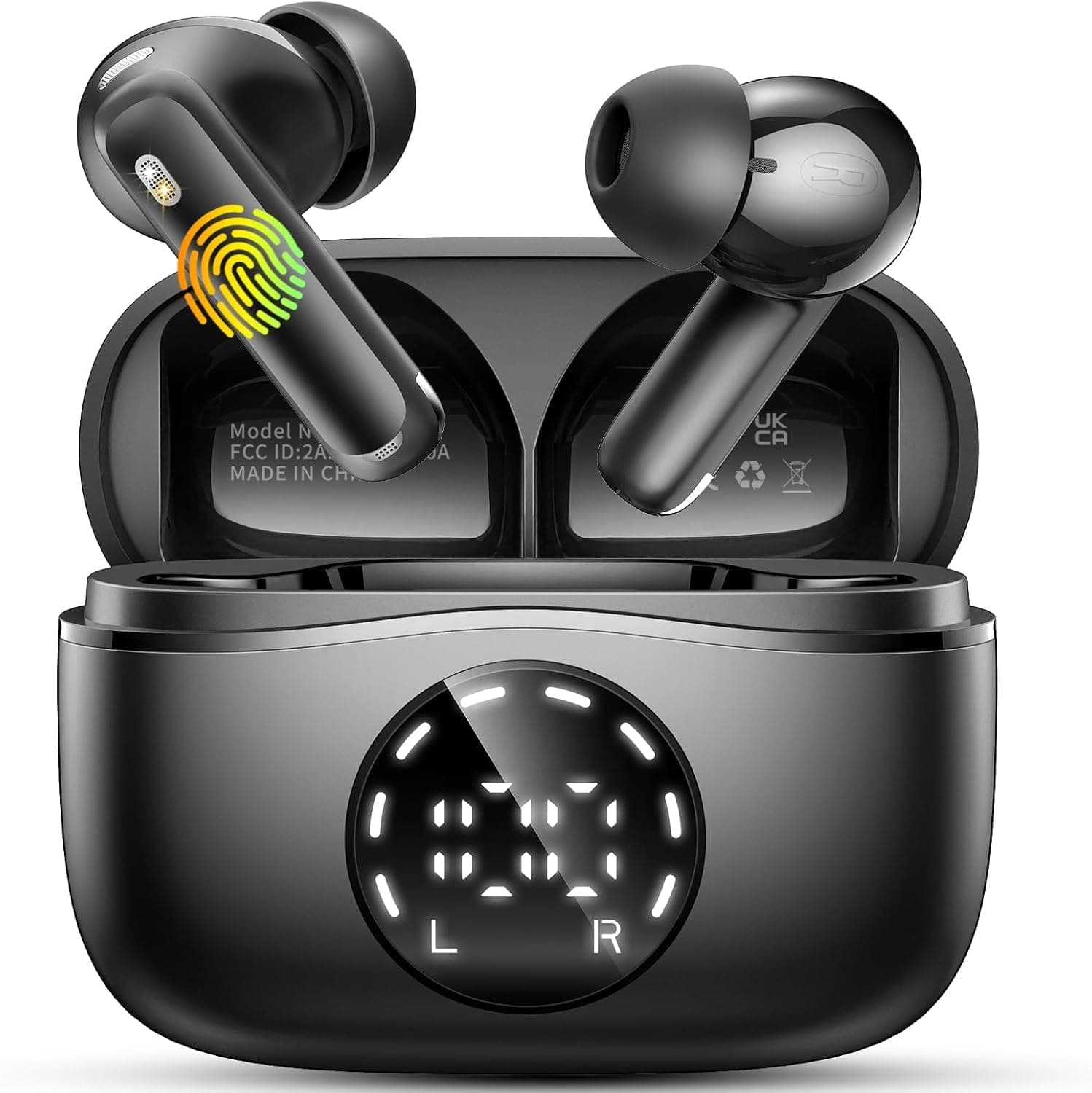 2026 Bluetooth Kopfhörer, Kopfhörer Kabellos Bluetooth 5.4, 50 Std Spielzeit In Ear Kopfhörer HiFi Stereo mit 4 ENC Noise Cancelling Mics, IP7 Wasserdicht Kabellose Kopfhörer, Ohrhörer mit LED-Anzeige Mattschwarz Angebot bei HelloDeals
