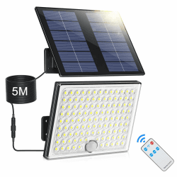Realky Solarlampen für Außen mit Fernbedienung,Außenlampe mit bewegungsmelder,IP65 Wasserdichte Solarleuchte mit 5m Kabel für Garage, Garten, Hof, Stufen, Haustüren, Rasen - 1 Stück Kaltweiß 1 Stück mit Fernbedienung Angebot bei HelloDeals