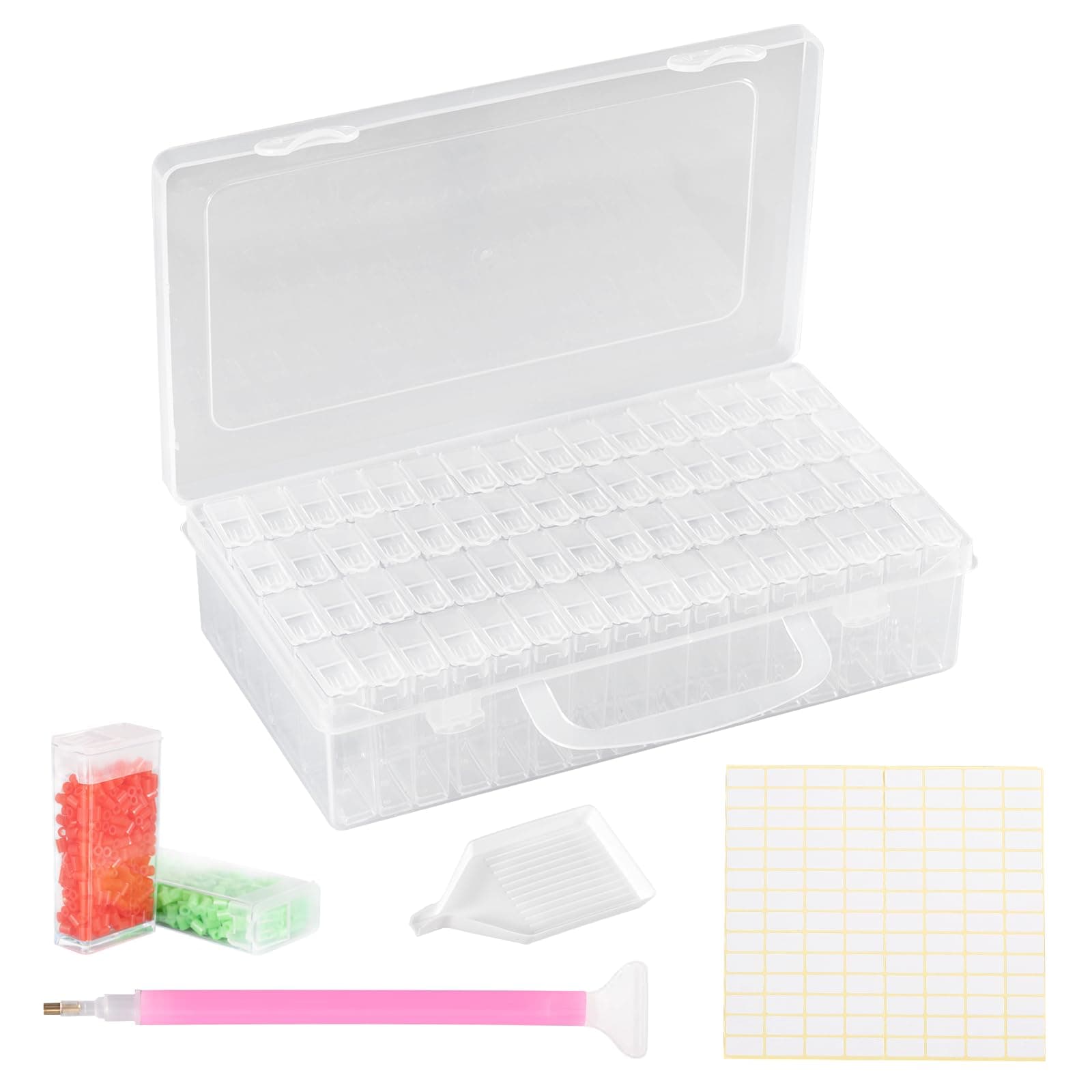 Diamond Painting Zubehör Boxen, 64 Stück 5D Diamond Painting Aufbewahrungsbox mit 128 Etiketten für Diamanten, Perlen und anderes DIY-Zubehör. (64 Stück) Angebot bei HelloDeals