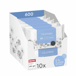 LILLYDOO Baby Feuchttücher mit 99% Wasser, 600 Stück (10 x 60), 100% plastikfreies Tuch, ohne Parfüme & mild wie Watte und Wasser Feuchttücher mit 99% Wasser 60 stück (10er Pack) Angebot bei HelloDeals